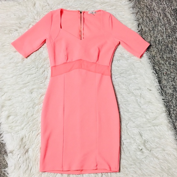 Charlotte Russe Mesh Bright Orange Dress Size Medium - Picture 2 of 9